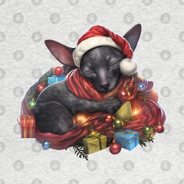 Lazy Oriental Shorthair Cat At Christmas by Chromatic Fusion Studio